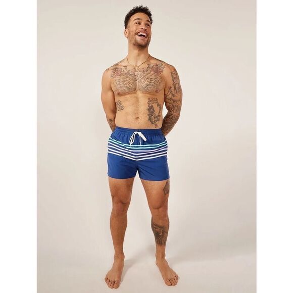 NWOT Chubbies Men’s The Moon Shadows 7” Classic Swim Trunk Navy Neon Stripe LG - Picture 7 of 7